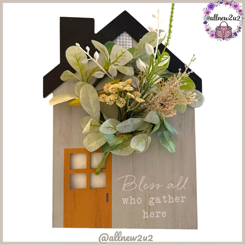 • New “Bless all who gather here” Home Accent Wall Decor Floral Design Host Pick - Picture 3 of 15